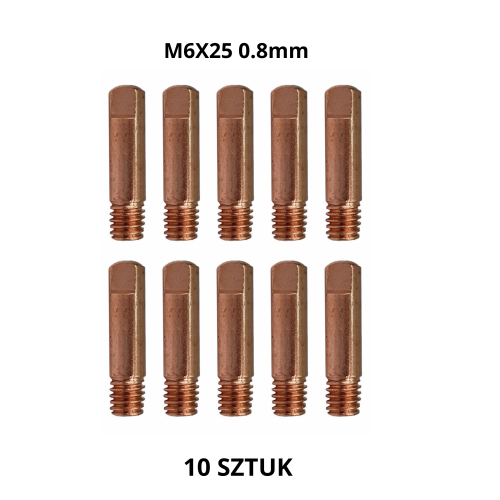 Końcówka prądowa M6x25 0,8mm E-Cu 10 sztuk