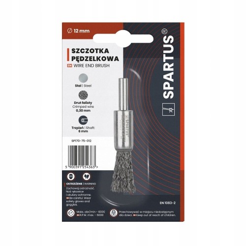 Szczotka pędzelkowa Ø12mm stalowy trzpień 6mm drut stalowy falisty 0,3mm