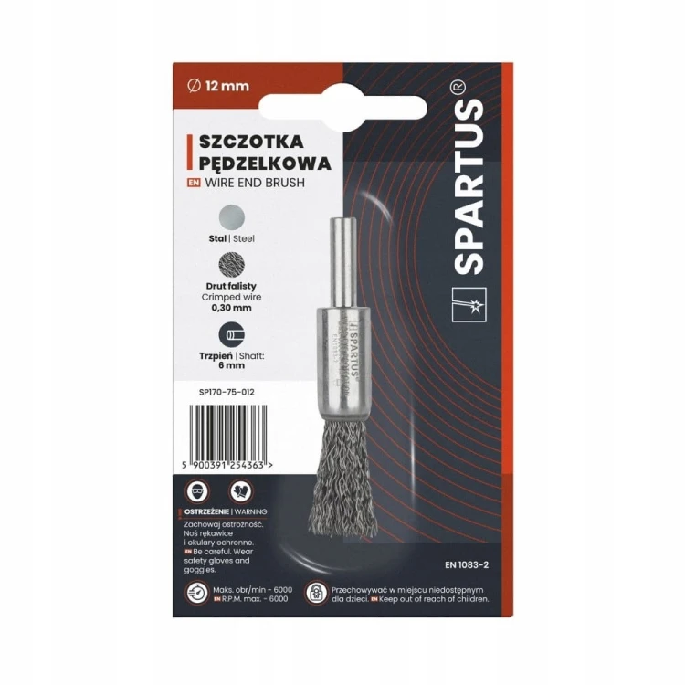 Szczotka pędzelkowa Ø12mm stalowy trzpień 6mm drut stalowy falisty 0,3mm