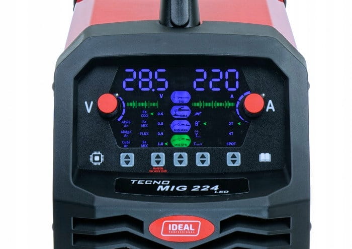 PÓŁAUTOMAT SPAWALNICZY TECNO MIG 224 SYNERGIC LED 4x4 MIG/MAG,TIG LIFT,MMA