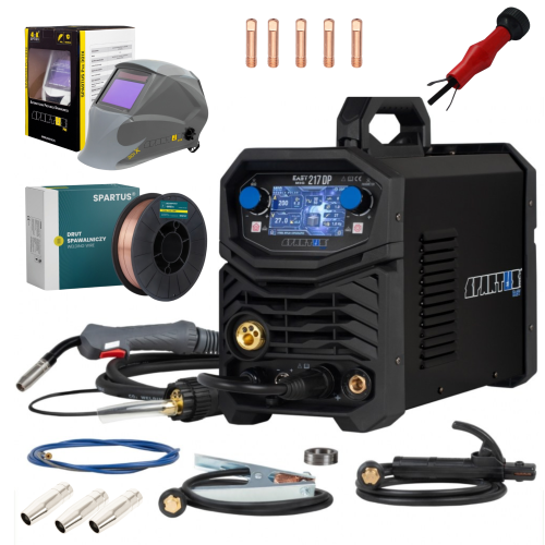 Spartus EasyMIG 217DP + maska + zestaw akcesoriów + drut 5kg