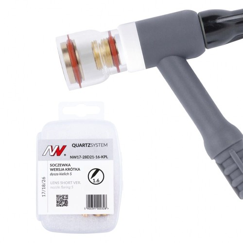 QUARTZSYSTEM - soczewka wer. krótka dysza kielich S 17/18/26 [na elektrodę 1.6mm]