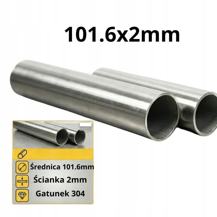 Rura nierdzewna 101,6 304 INOX 10 cm 100mm 1.4301 101.6x2mm