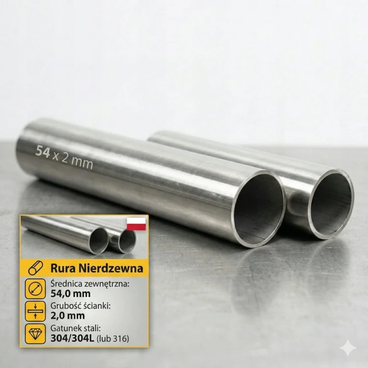 Rura nierdzewna 54 mm 304 INOX 100cm 1m 54x2mm