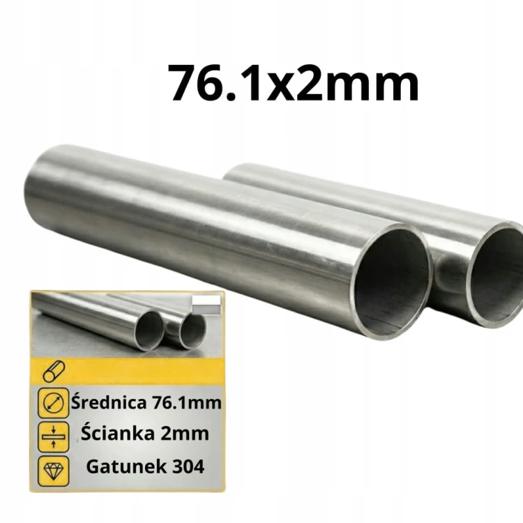 Rura nierdzewna 76.1 mm 3" cale INOX 304 76.1x2mm DŁUGOŚĆ 100cm