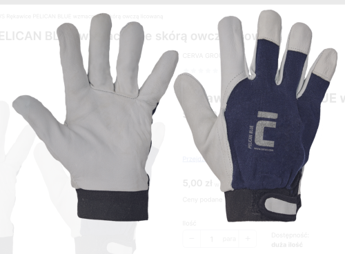 Rękawice PELICAN BLUE wzmacniane skórą owczą licowaną r10/XL