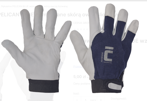 Rękawice PELICAN BLUE wzmacniane skórą owczą licowaną r.7/S